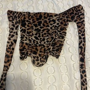 Urban outfitters Cheetah print off the shoulder crop top